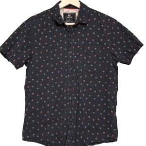 Men's Deep Navy Patterned Button-Down Shirt